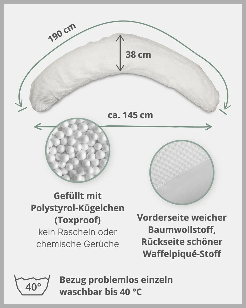 190 cm Stillkissen Waffelpiqué GRAU-ULLENBOOM Baby