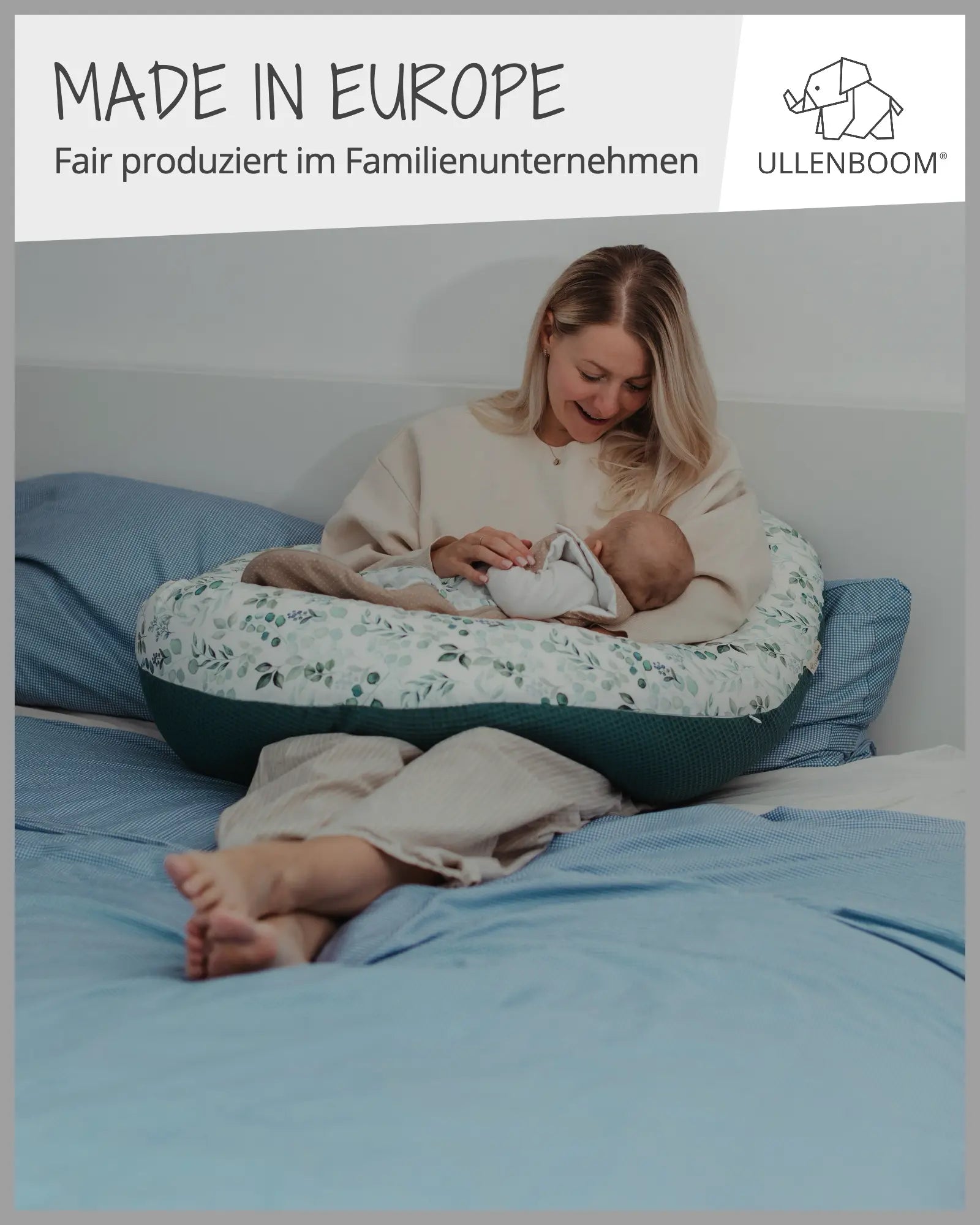 170 cm Kleines Stillkissen MINT GRAU-ULLENBOOM Baby