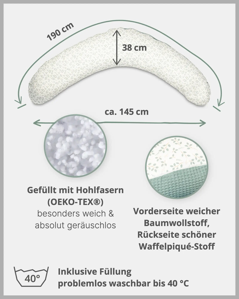 190 cm Stillkissen FLORAL GRÜN-ULLENBOOM Baby