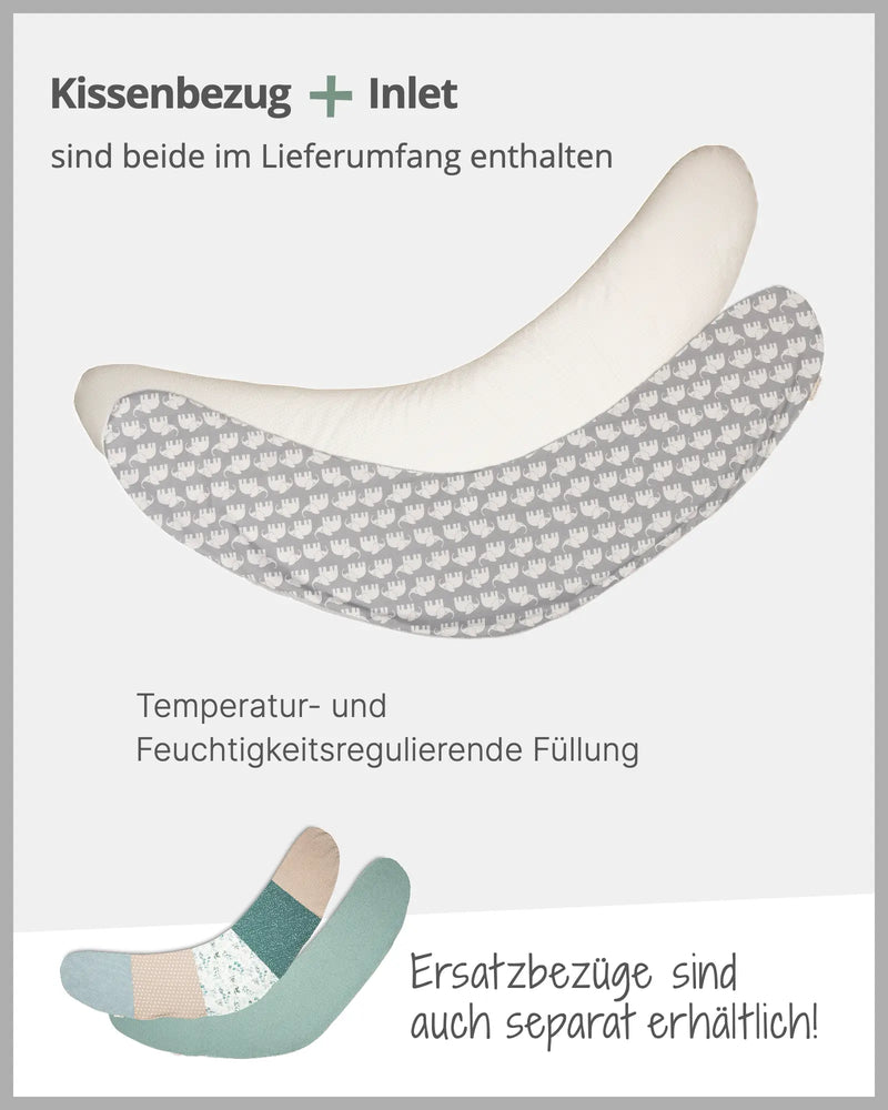 190 cm Stillkissen GRAU ELEFANT-ULLENBOOM Baby