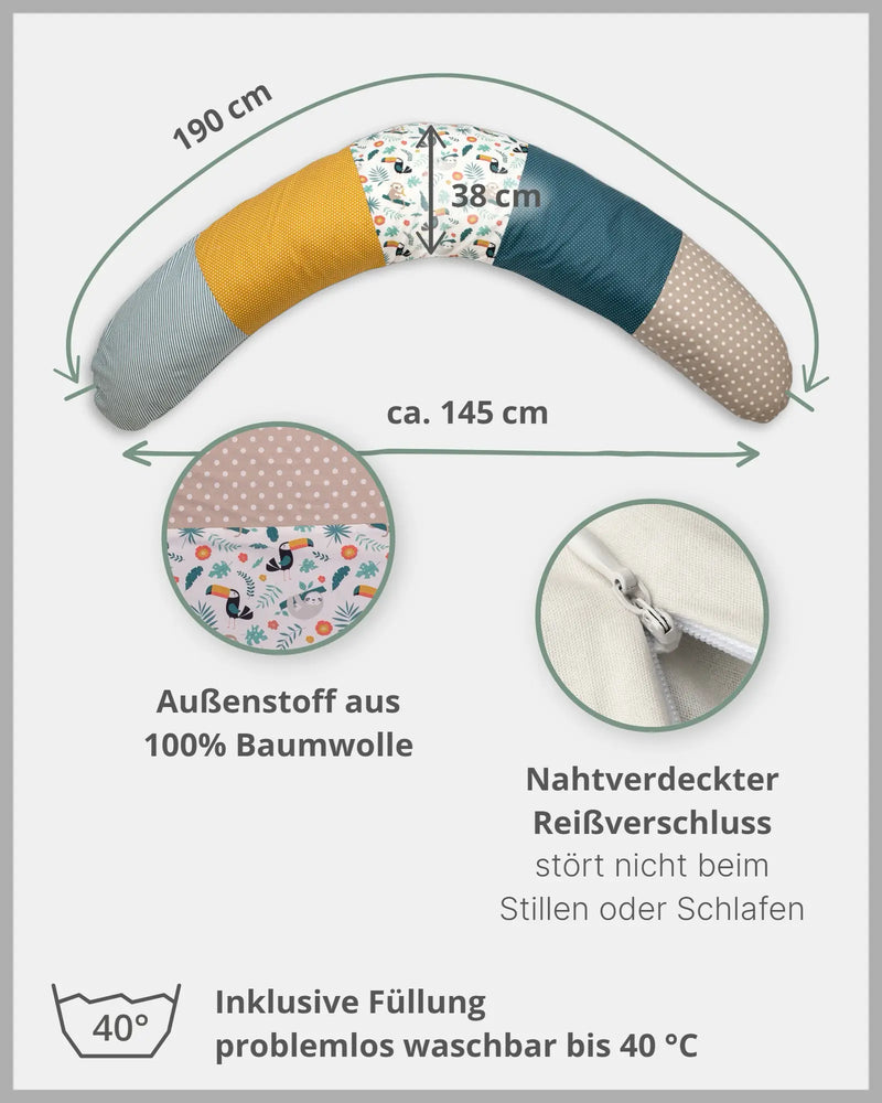 190 cm Stillkissen Dschungel-190 cm Große Stillkissen-ULLENBOOM Baby
