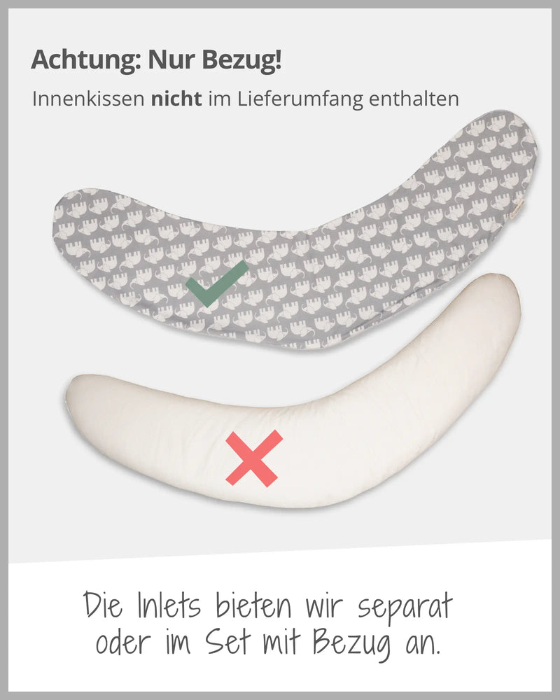 170 cm Kleines Stillkissen GRAU ELEFANT-ULLENBOOM Baby