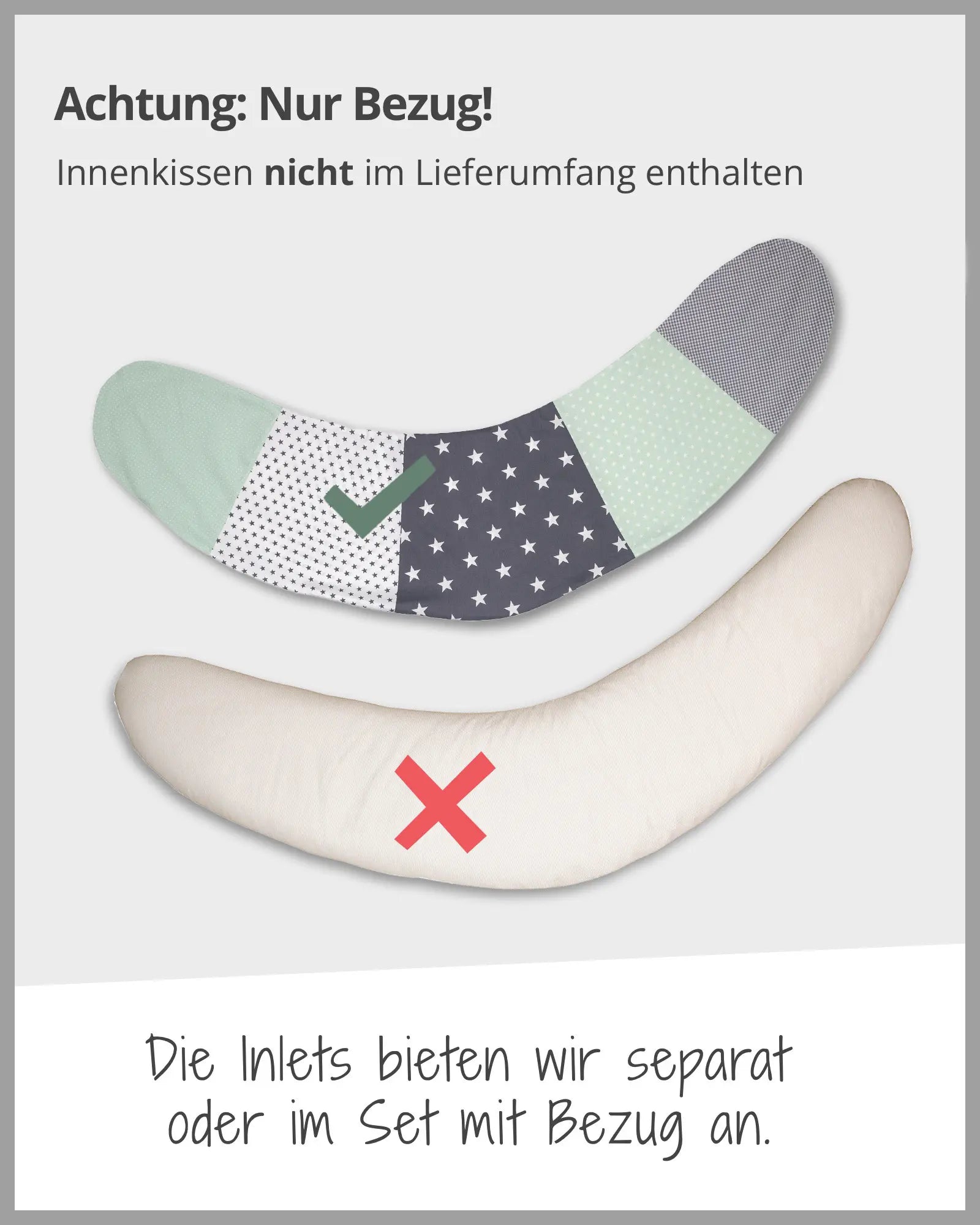 170 cm Kleines Stillkissen MINT GRAU-ULLENBOOM Baby
