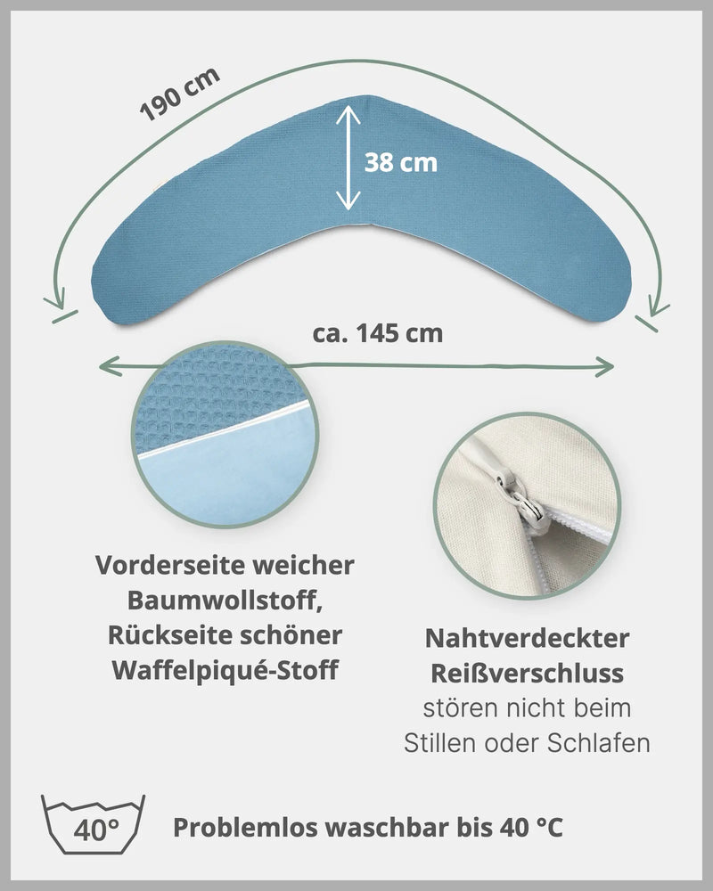 190 cm Stillkissen Waffelpiqué BLAU-ULLENBOOM Baby