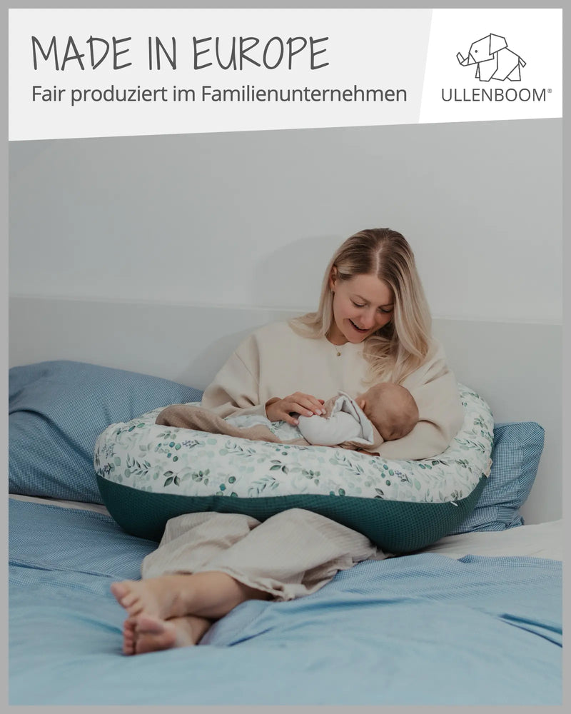 190 cm Stillkissen Eukalyptus Petrol-190 cm Große Stillkissen-ULLENBOOM Baby