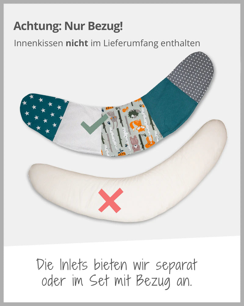 190 cm Stillkissen Waldtiere Petrol-190 cm Große Stillkissen-ULLENBOOM Baby