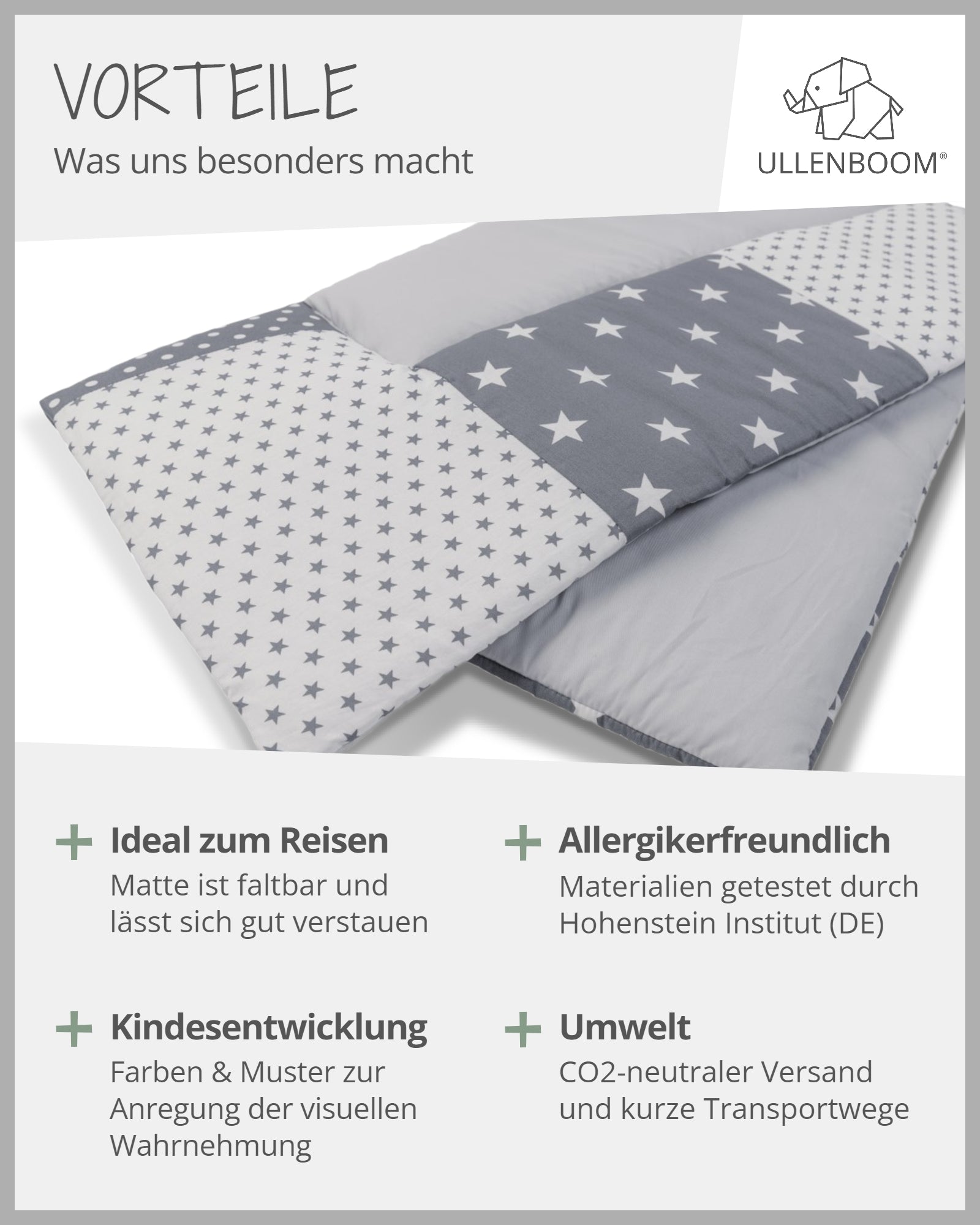 Wickelauflage Grau Sterne-ULLENBOOM Baby
