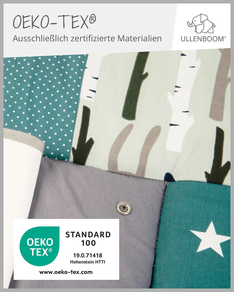 Wickelauflage mit Wechselmatte Waldtiere Petrol-Wickelauflagen mit Wechselmatten-ULLENBOOM Baby