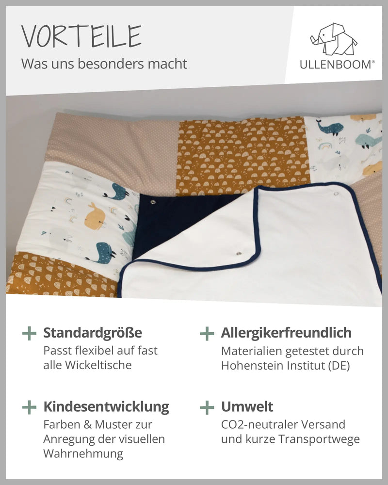 Wickelauflage mit Wechselmatte Wale-Wickelauflagen mit Wechselmatten-ULLENBOOM Baby