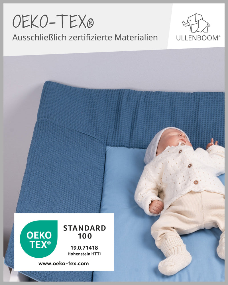Wickelauflage Waffelpiqué Blau-ULLENBOOM Baby