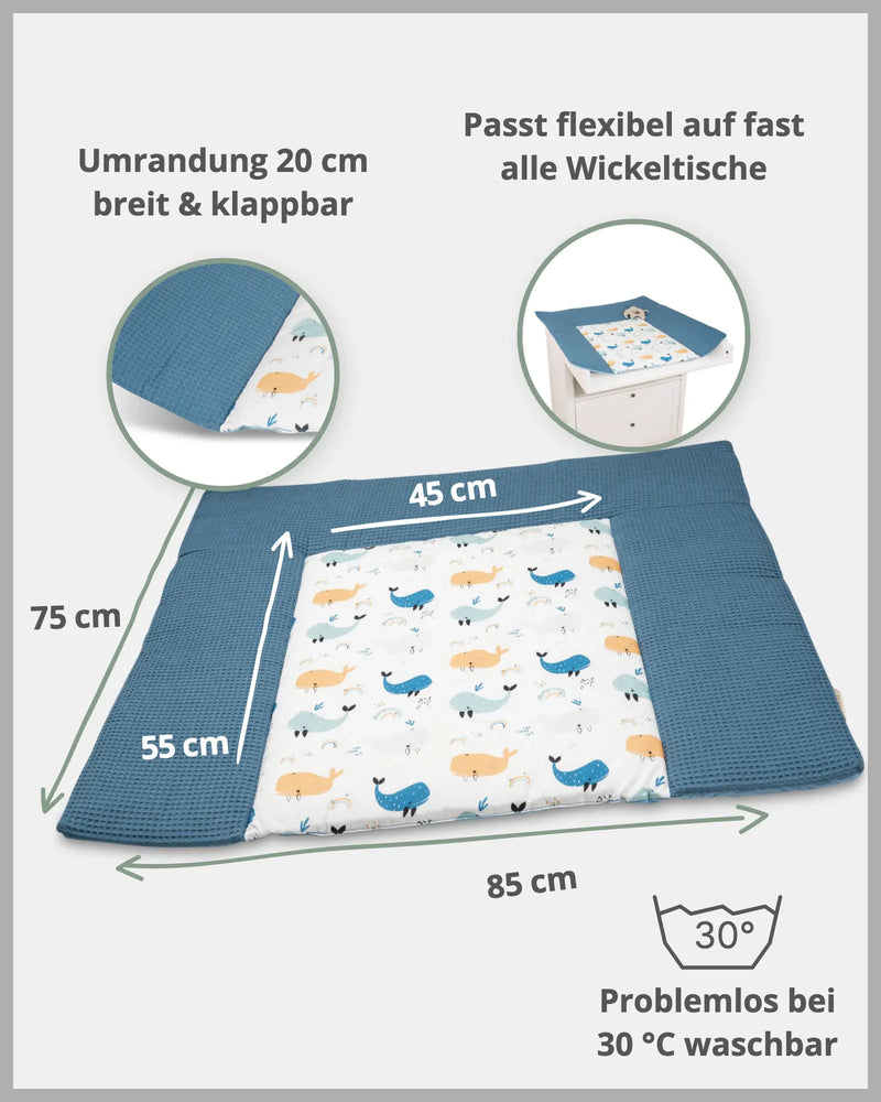 Wickelauflage BLAU WALE-ULLENBOOM Baby