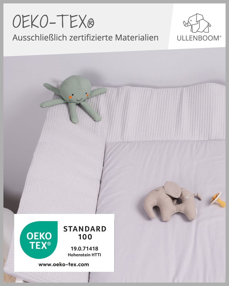 Wickelauflage Waffelpiqué Grau-ULLENBOOM Baby