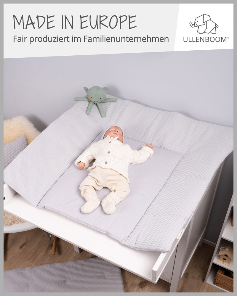 Wickelauflage Waffelpiqué Grau-ULLENBOOM Baby