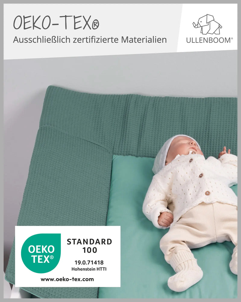 Wickelauflage Waffelpiqué Salbeigrün-ULLENBOOM Baby