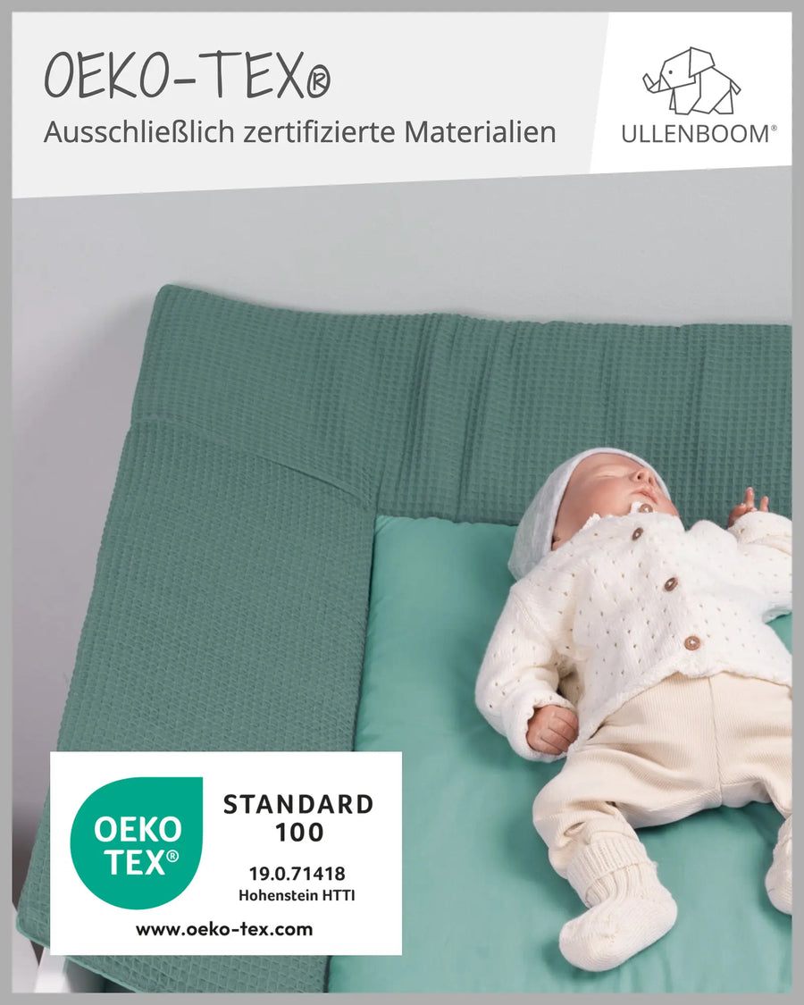 Wickelauflage Waffelpiqué Salbeigrün-ULLENBOOM Baby