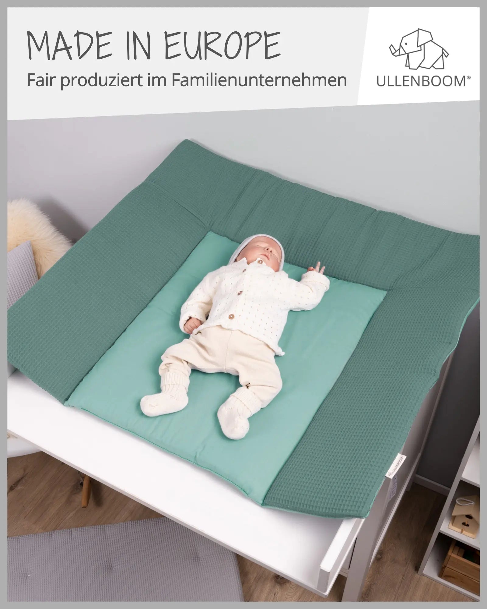 Wickelauflage Waffelpiqué SALBEIGRÜN