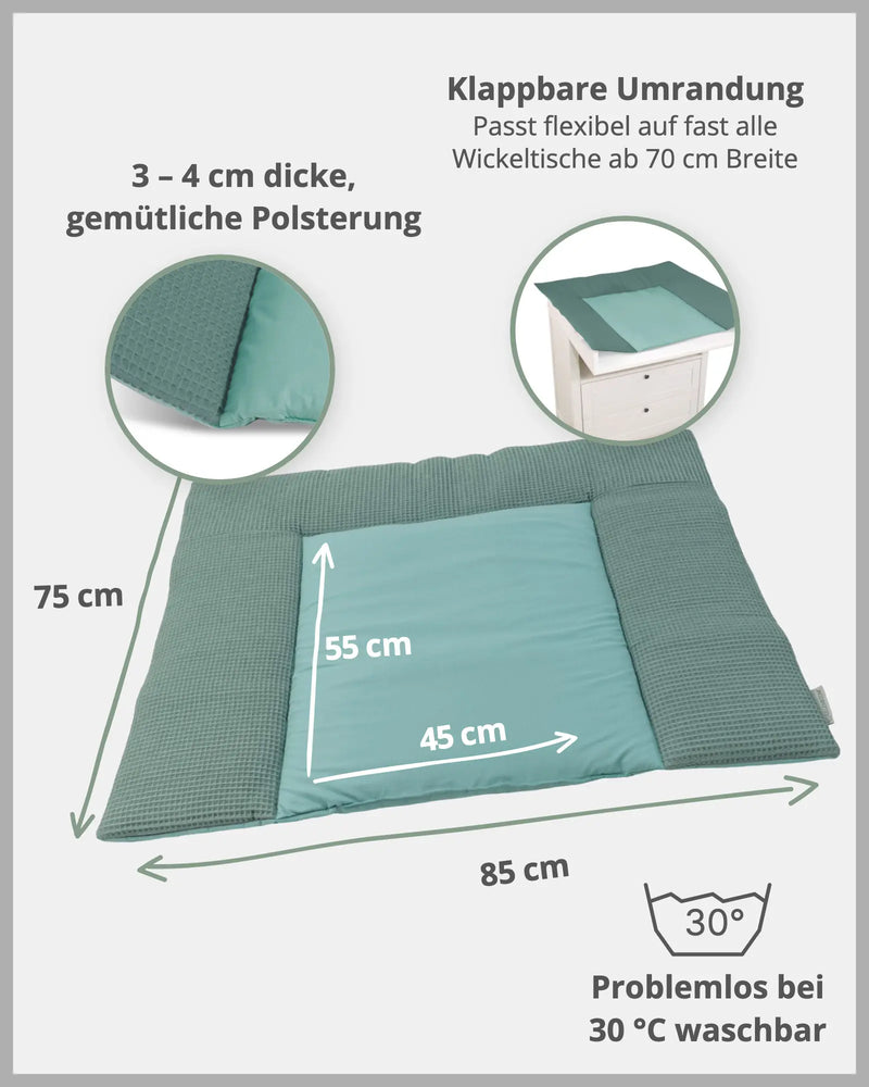 Wickelauflage Waffelpiqué Salbeigrün-ULLENBOOM Baby