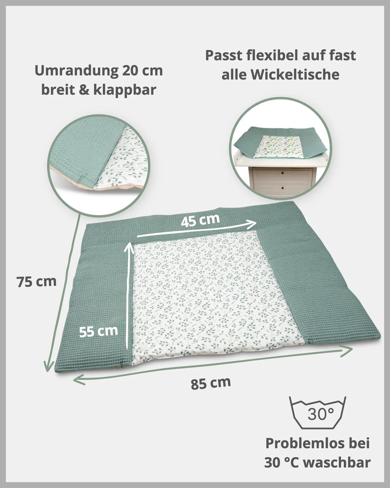 Wickelauflage FLORAL GRÜN-ULLENBOOM Baby