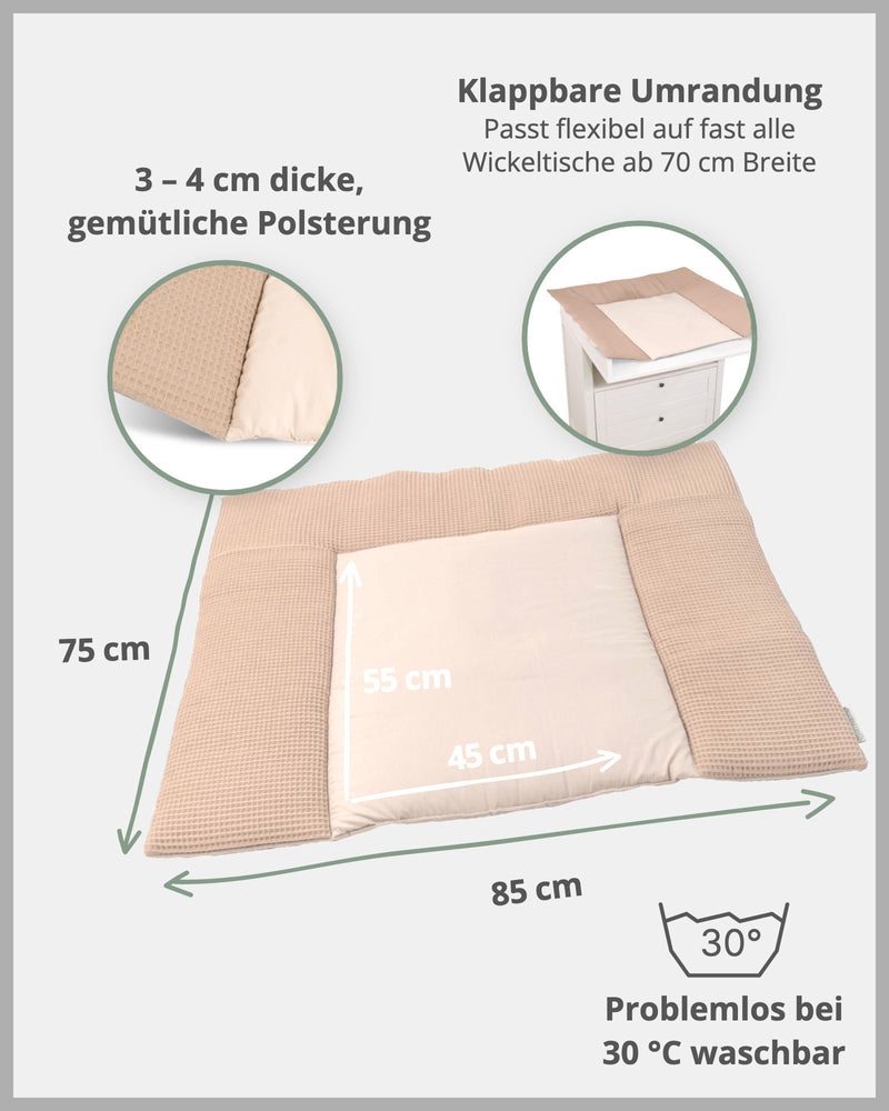 Wickelauflage Waffelpiqué Sand-ULLENBOOM Baby