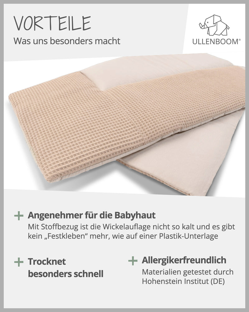 Wickelauflage Waffelpiqué Sand-ULLENBOOM Baby