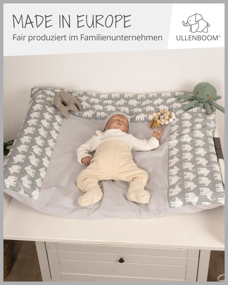 Wickelauflagen-Bezug GRAU ELEFANT-ULLENBOOM Baby