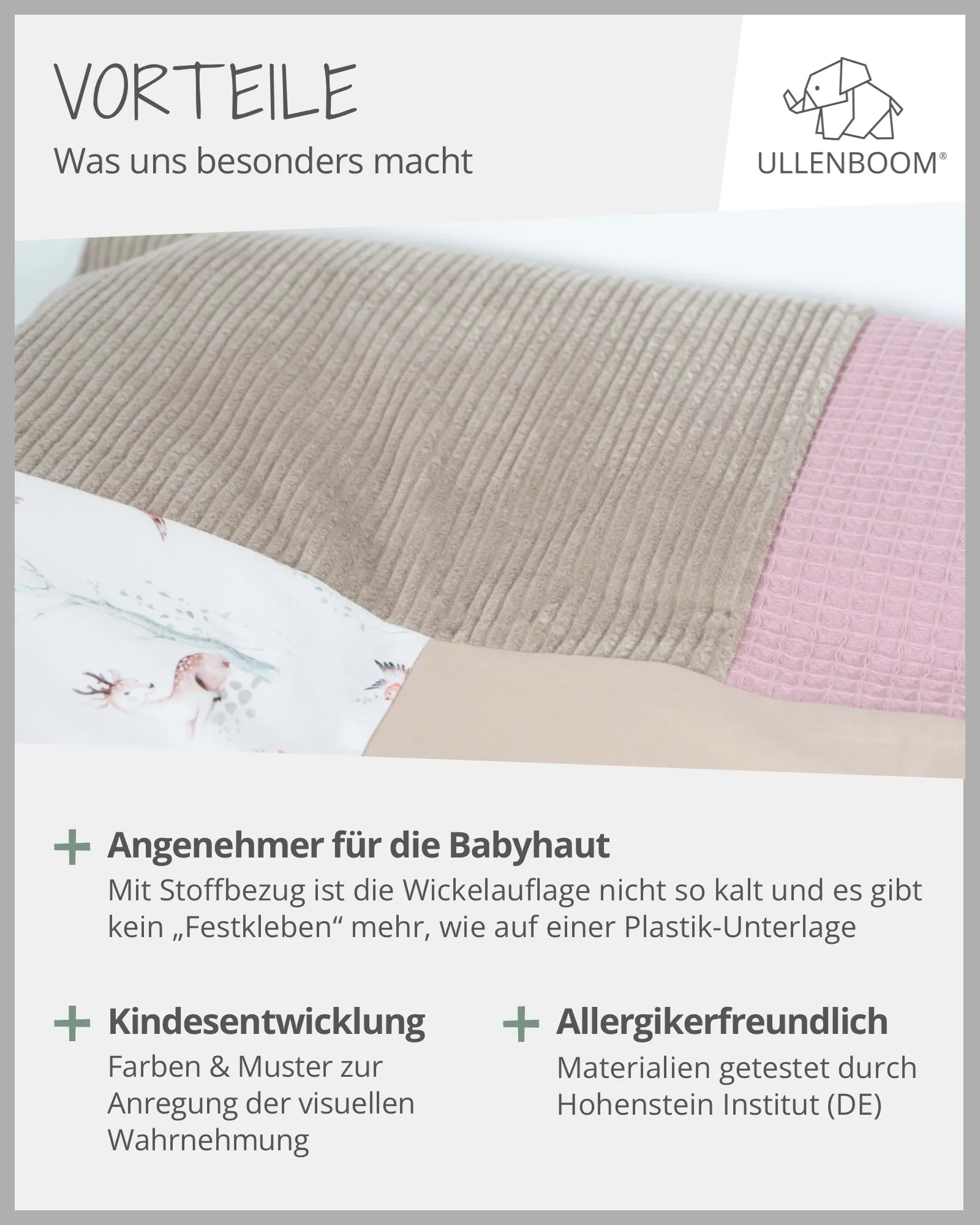 Wickelauflagen-Bezug MÄRCHENWALD-75x75, 75x85, abnehmbar, abwaschbar, beige, Märchenwald, NEU, Patchwork, Wickelauflage_ULLENBOOM® Baby