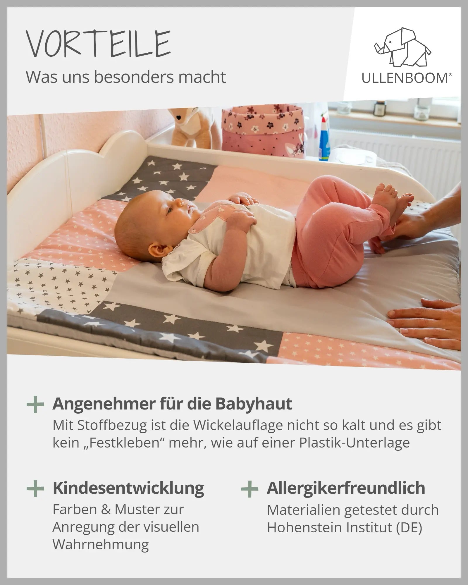 Wickelauflagen-Bezug GRAUE STERNE-ULLENBOOM Baby