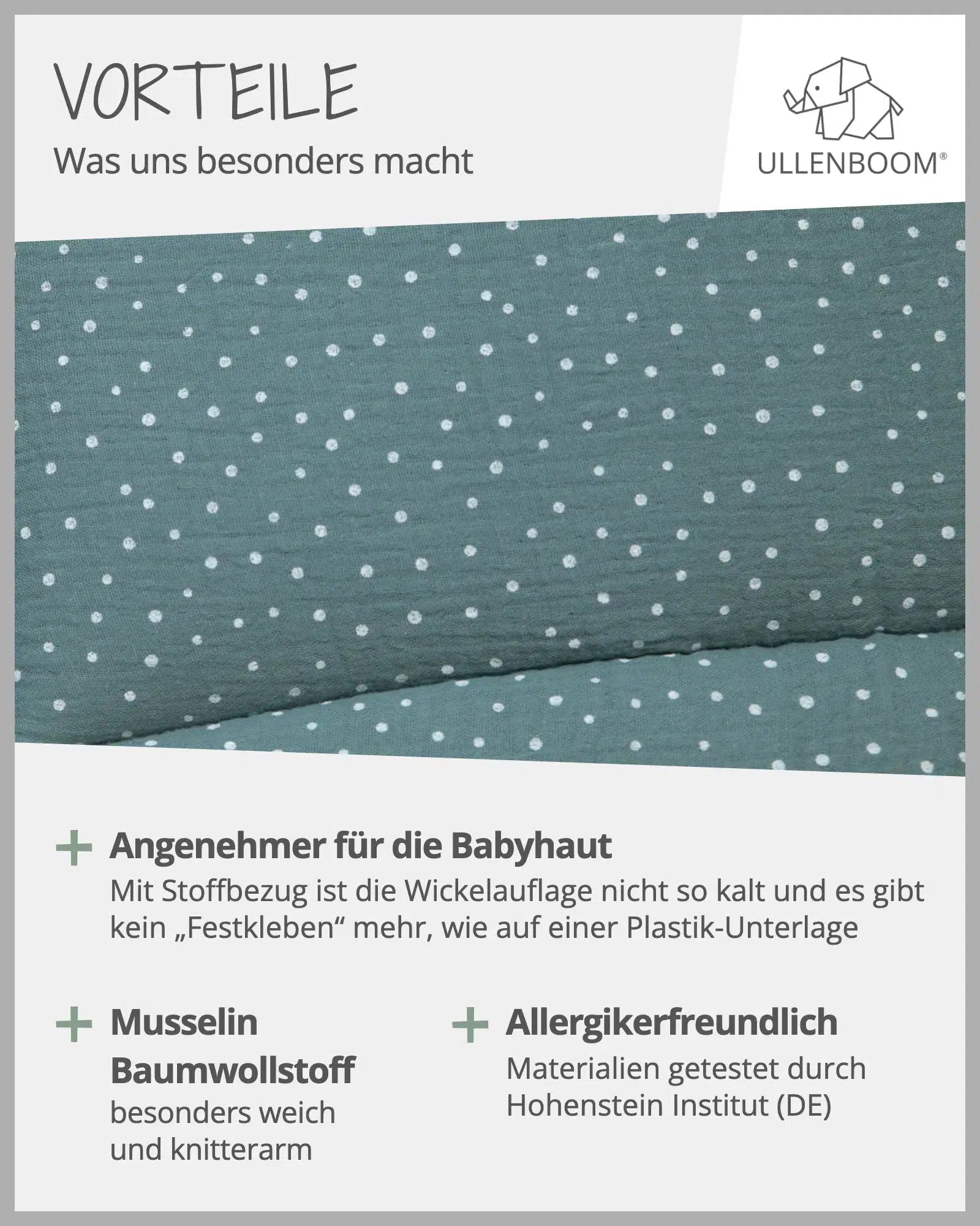 Wickelauflagen-Bezug MUSSELIN SALBEIGRÜN-ULLENBOOM Baby-75 x 85 cm-ULLENBOOM Baby