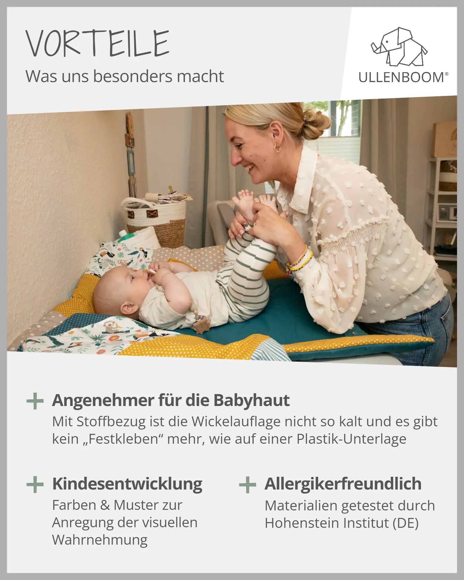 Wickelauflagen-Bezug ROSA BLÜTEN-ULLENBOOM Baby