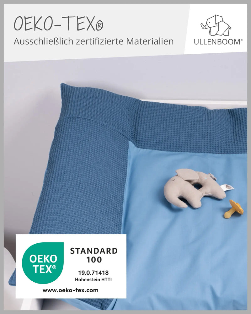 Wickelauflagen-Bezug Waffelpiqué Blau-ULLENBOOM Baby