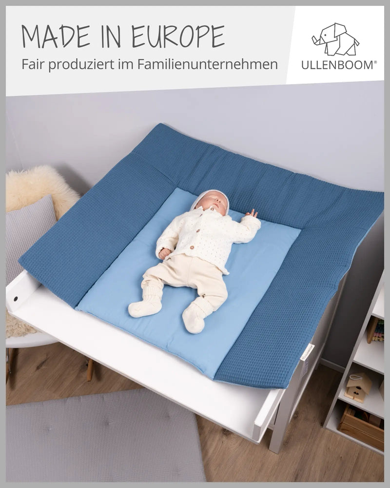 Wickelauflagen-Bezug Waffelpiqué Blau-ULLENBOOM Baby