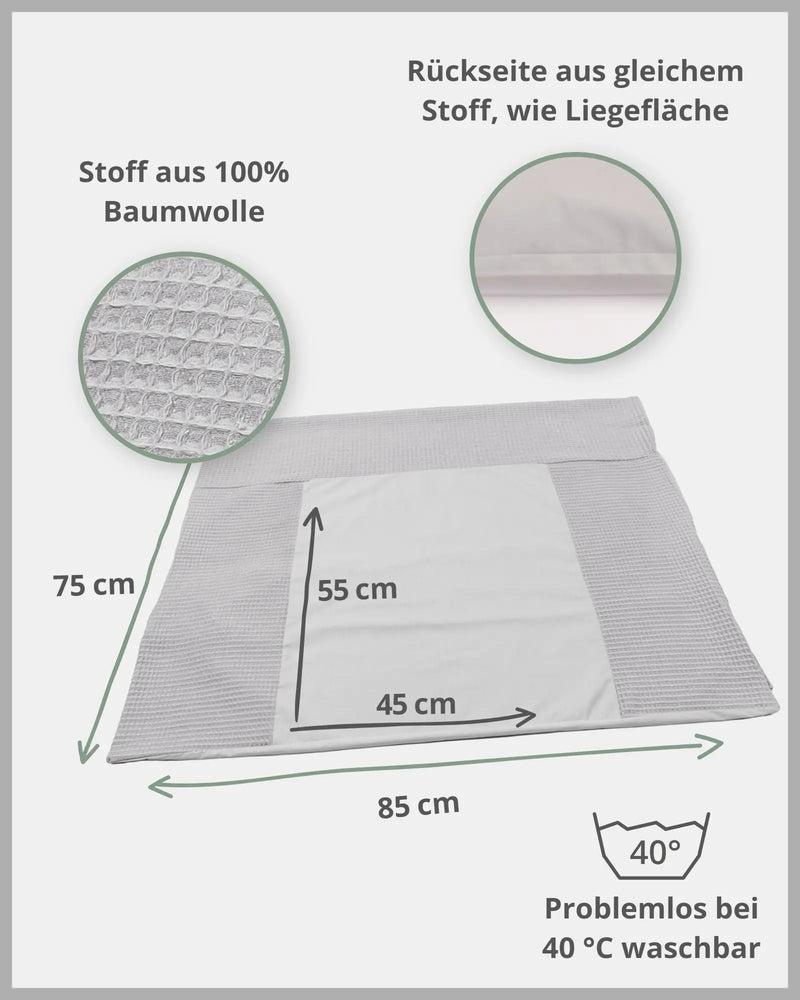 Wickelauflagen-Bezug Waffelpiqué Grau-ULLENBOOM Baby