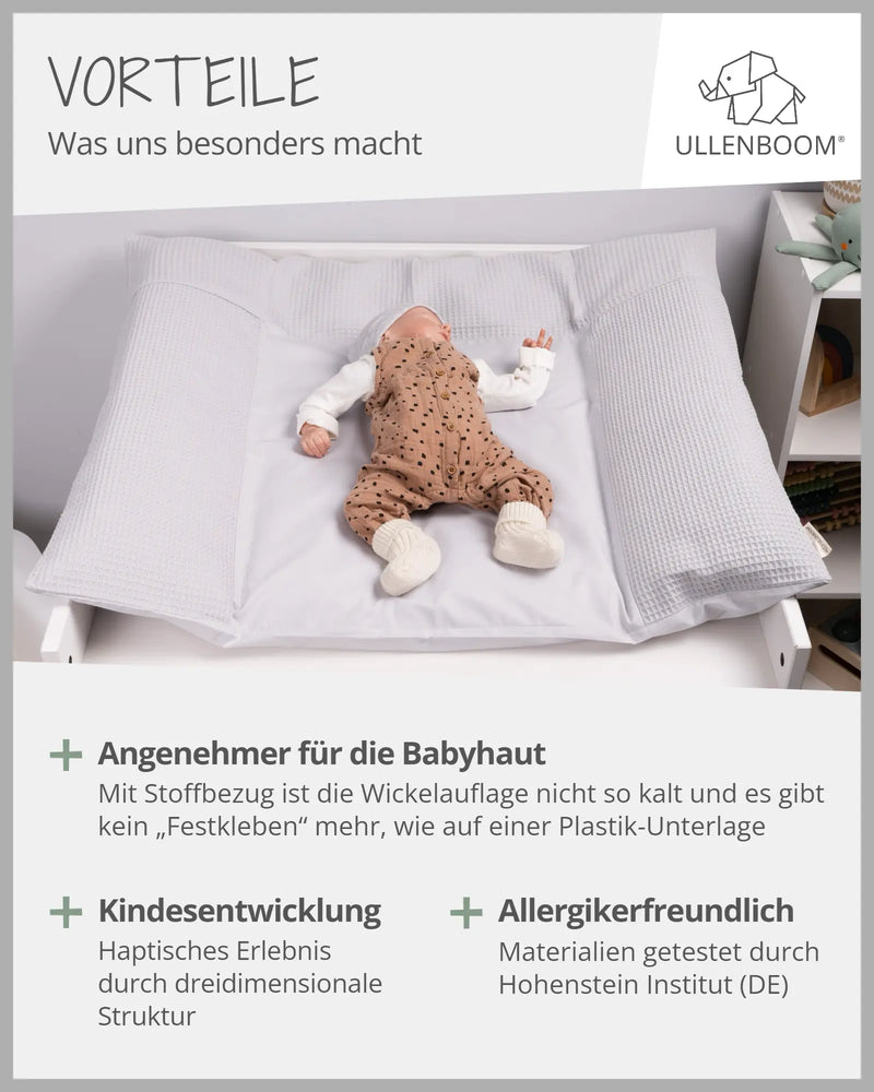 Wickelauflagen-Bezug Waffelpiqué Grau-ULLENBOOM Baby