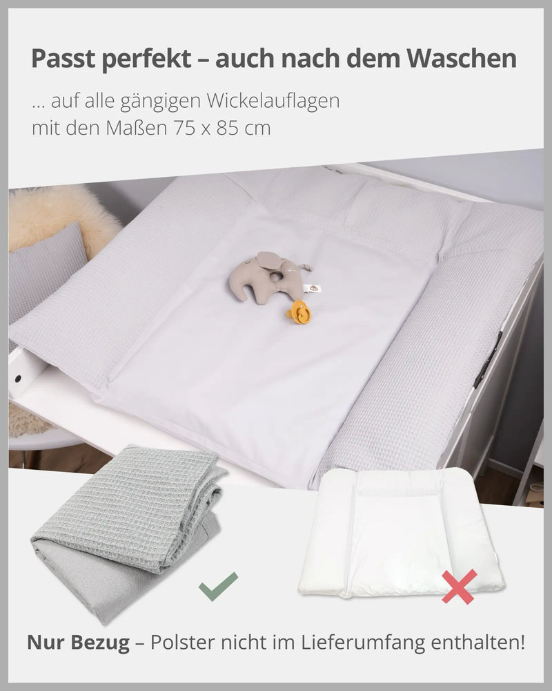 Wickelauflagen-Bezug Waffelpiqué Grau-ULLENBOOM Baby