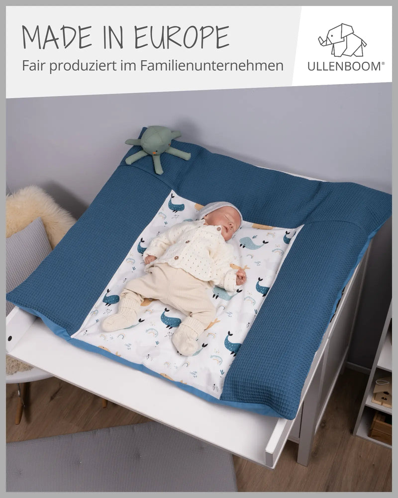 Wickelauflagen-Bezug Blau Wale-ULLENBOOM Baby
