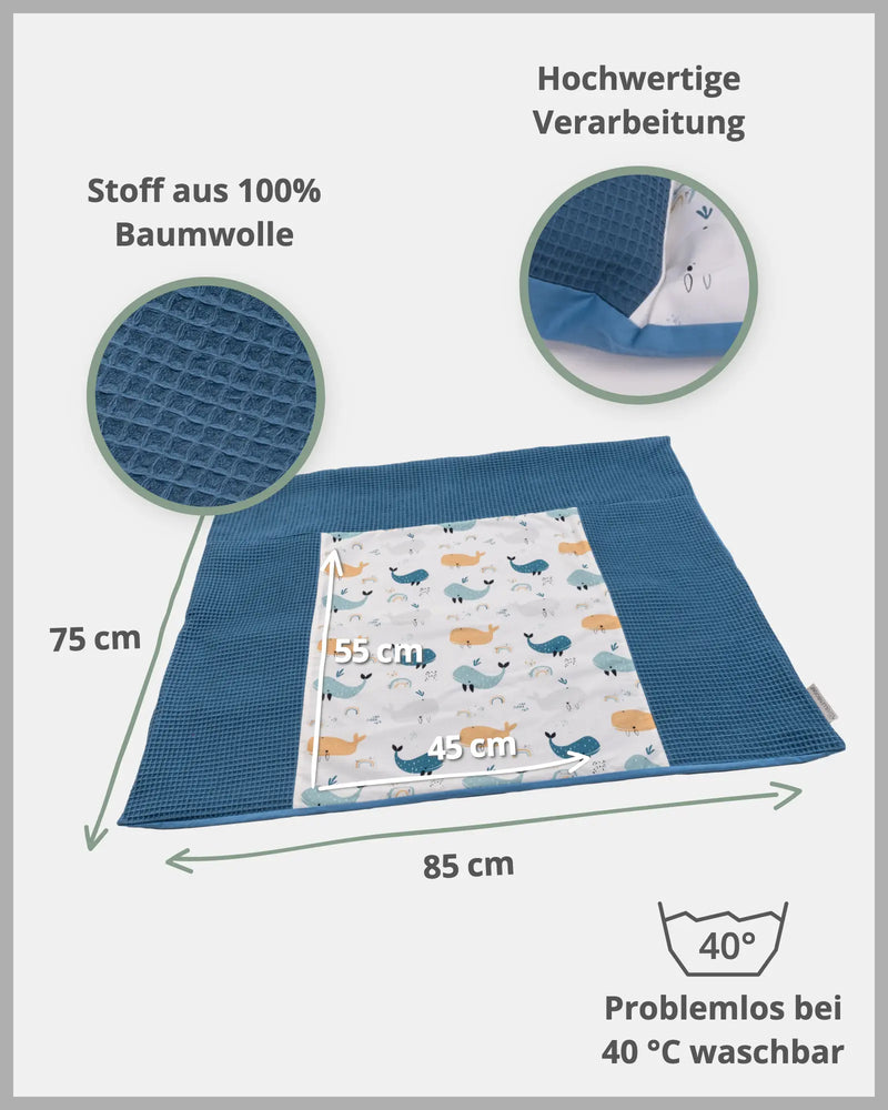 Wickelauflagen-Bezug Blau Wale-ULLENBOOM Baby