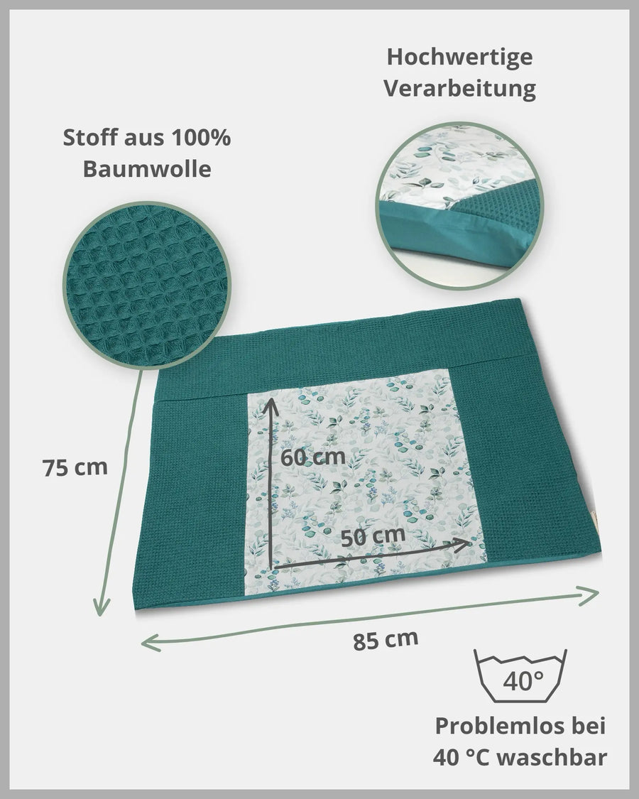 Wickelauflagen-Bezug Eukalyptus Petrol-ULLENBOOM Baby