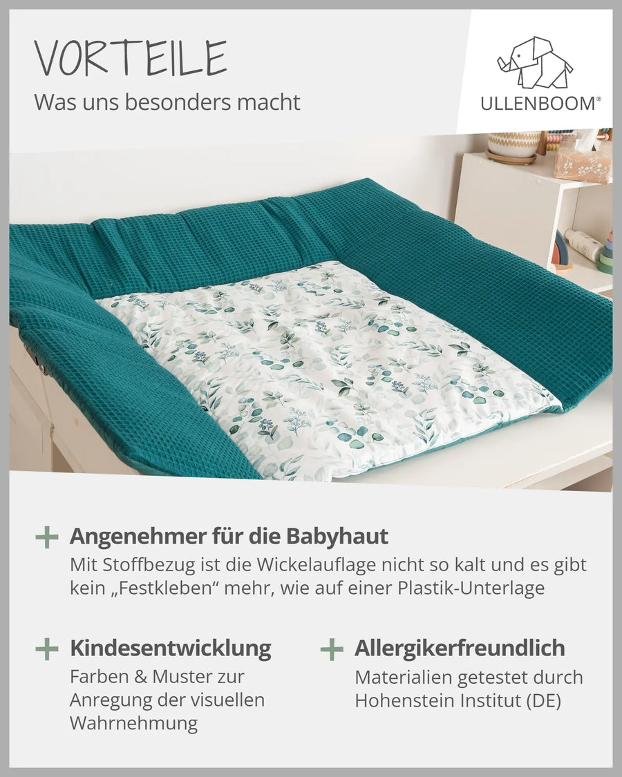 Wickelauflagen-Bezug Eukalyptus Petrol-ULLENBOOM Baby