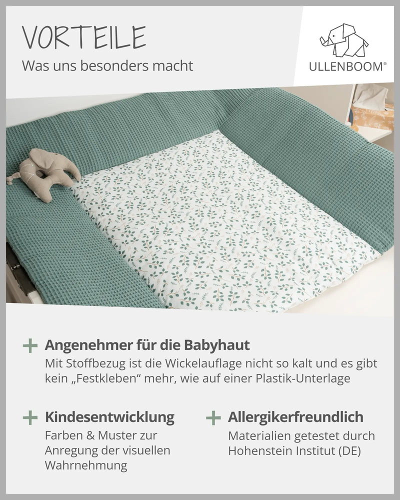 Wickelauflagen-Bezug Floral Grün-ULLENBOOM Baby