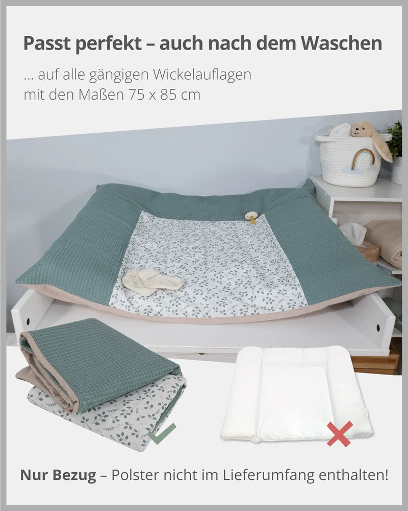 Wickelauflagen-Bezug Floral Grün-ULLENBOOM Baby