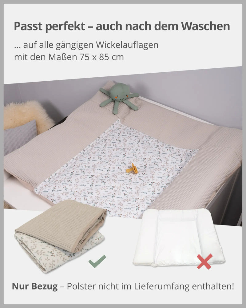 Wickelauflagen-Bezug Floral Sand-ULLENBOOM Baby