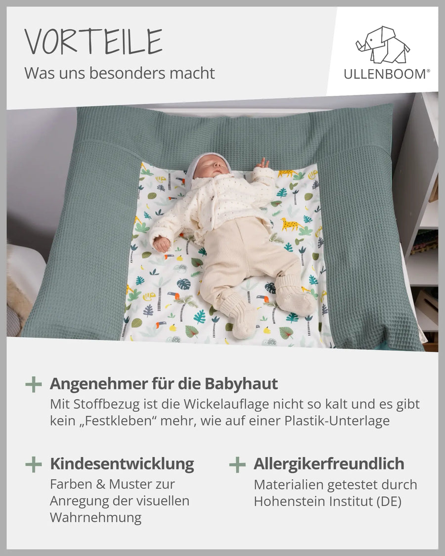 Wickelauflagen-Bezug Salbeigrün Regenwald-ULLENBOOM Baby