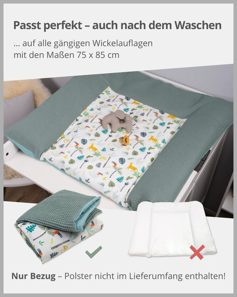 Wickelauflagen-Bezug Salbeigrün Regenwald-ULLENBOOM Baby