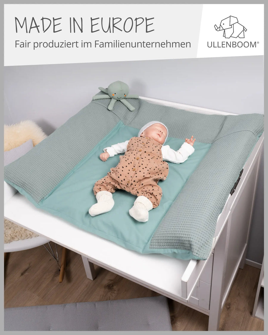 Wickelauflagen-Bezug Waffelpiqué Salbeigrün-ULLENBOOM Baby