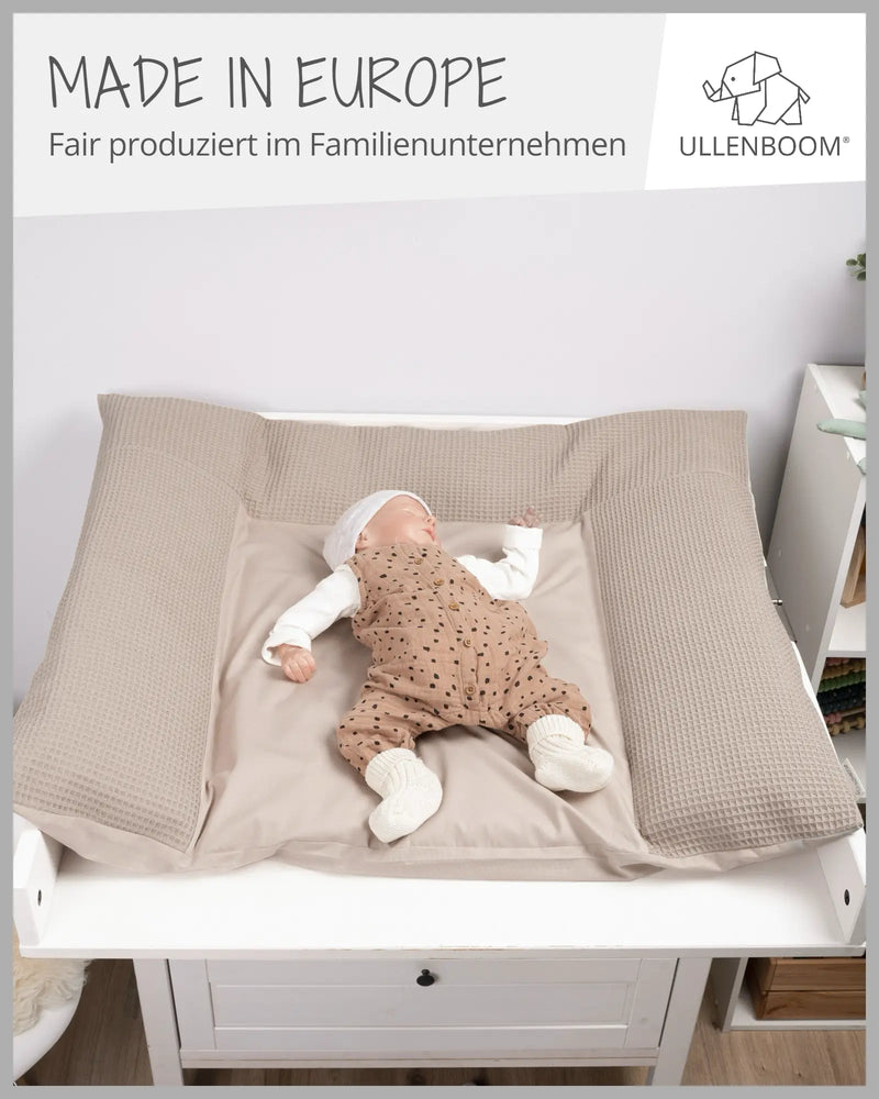 Wickelauflagen-Bezug Waffelpiqué Sand-ULLENBOOM Baby