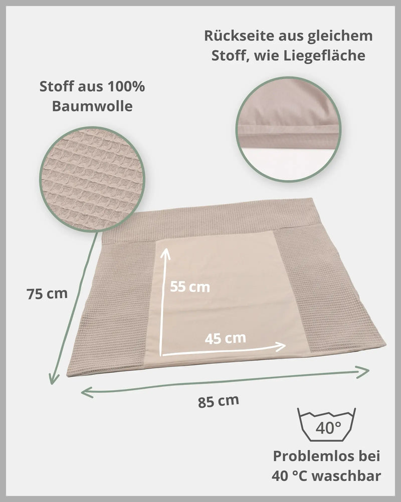 Wickelauflagen-Bezug Waffelpiqué Sand-ULLENBOOM Baby