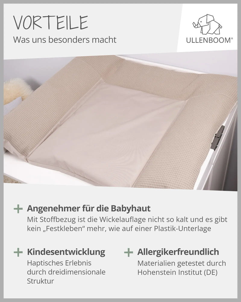 Wickelauflagen-Bezug Waffelpiqué Sand-ULLENBOOM Baby