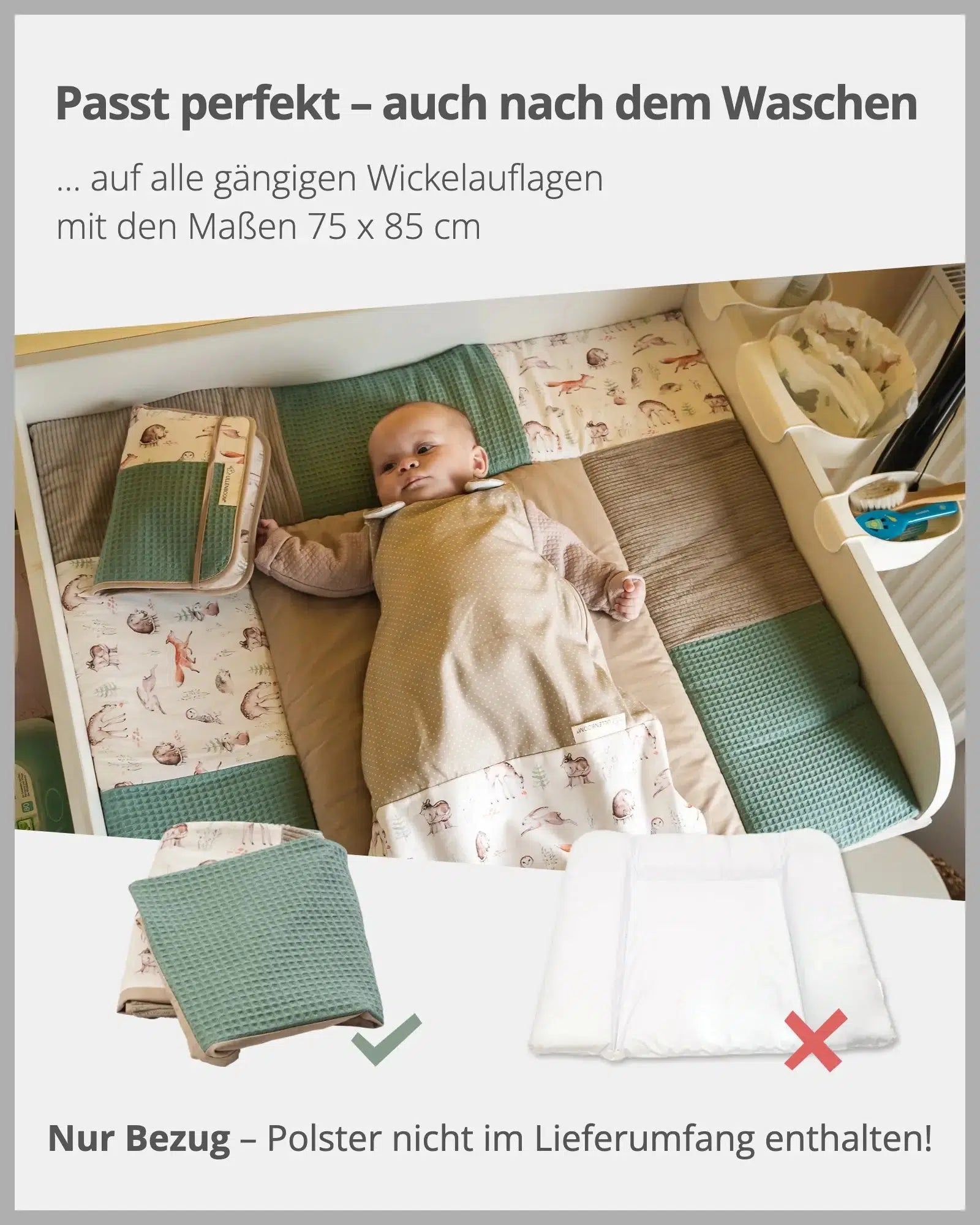 Wickelauflagen-Bezug WALDFREUNDE-ULLENBOOM Baby-75 x 85 cm-ULLENBOOM Baby