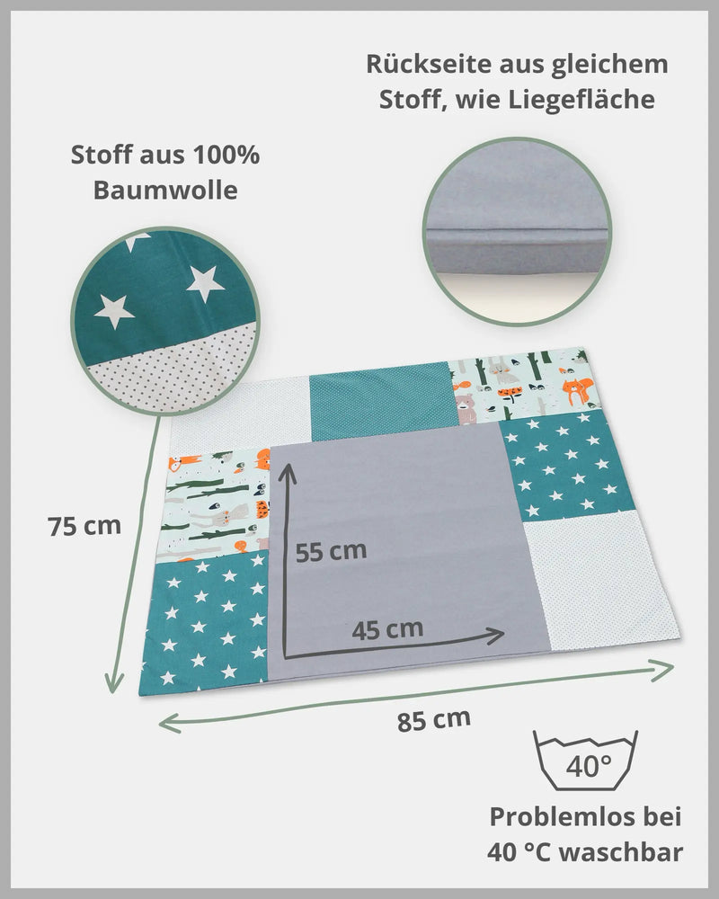 Wickelauflagen-Bezug Waldtiere Petrol-ULLENBOOM Baby