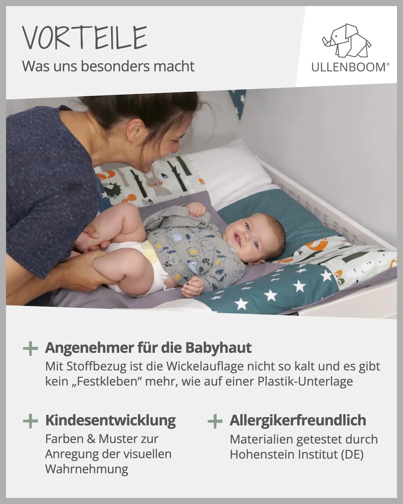 Wickelauflagen-Bezug WALDTIERE PETROL-ULLENBOOM Baby-75 x 85 cm-ULLENBOOM Baby